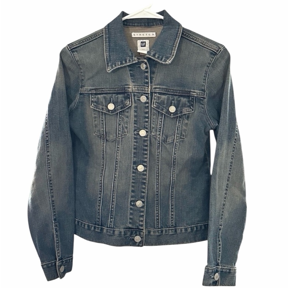 GAP Icon Stretch Denim Jacket in Medium Wash - Size Small - Pre-Loved PTP 18”